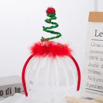 Raudona Kalėdų Eglutė LED Šviesos Lankelis Spiralės Pavasario Varpas Plaukų Juosta Naujų Metų Spindinčią Kalėdų Puošybos Ornamentais Navidad