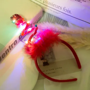 Raudona Kalėdų Eglutė LED Šviesos Lankelis Spiralės Pavasario Varpas Plaukų Juosta Naujų Metų Spindinčią Kalėdų Puošybos Ornamentais Navidad
