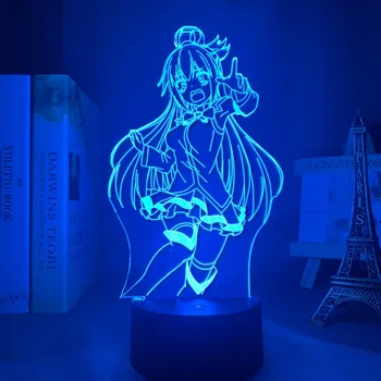 3D Lempos Anime KonoSuba Led Nakties Šviesos Aqua Lempa Miegamojo Puošimas Gimtadienio Dovana