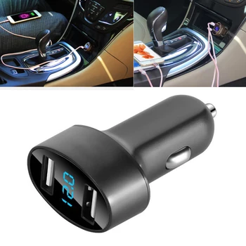 2 Port Mini Dvigubas USB Automobilinis Įkroviklis Adapteris su Mėlyna LED Greito Įkrovimo 5V 2.1 Automobilių Priedai Telefonai Tablečių