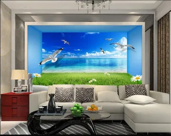 Individualizuotos Fono paveikslėlį freskomis Seaview žuvėdros dekoracijos tapybos Sienos Freskos Gyvenimo Kambario, Miegamasis foto sienos freskos 3d tapetai beibehang