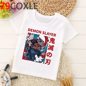 Demon Slayer Kimetsu Nr. Yaiba marškinėliai t-shirt viršuje paaugliams vaikams enfant cartoon mokyklos Cute mados camisas