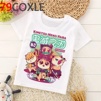 Demon Slayer Kimetsu Nr. Yaiba marškinėliai t-shirt viršuje paaugliams vaikams enfant cartoon mokyklos Cute mados camisas