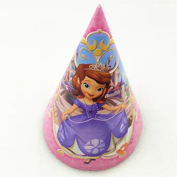 6pcs Princesė Sofija Popieriaus Skrybėlės, Kepurės Šalies Reikmenys Kūdikių Dušas Vaikai Girls Cartoon Gimtadienio Puošybos Festivalis Džiaugtis