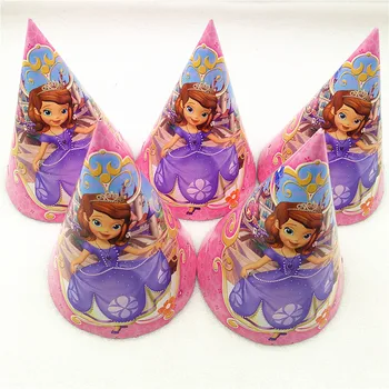 6pcs Princesė Sofija Popieriaus Skrybėlės, Kepurės Šalies Reikmenys Kūdikių Dušas Vaikai Girls Cartoon Gimtadienio Puošybos Festivalis Džiaugtis