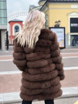 Nekilnojamojo lapės kailiniai paltai moterims gamtos realių kailiai, kailio liemenė žiemą kailis ilgas ponios drabužiai