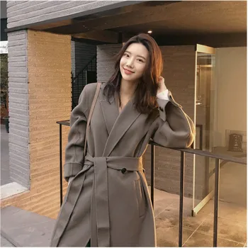 Nauja Rudens Žiemos Vilnonis Paltas Jums Moteriški Drabužiai 2020 Korėjos Mados Tirštėti Vidutinės Trukmės Laisvi Retro Atsitiktinis Vilnos Striukė Moteriška