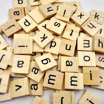100vnt Mediniai Scrabble Plytelės Juoda Raidžių Skaičius Amatų Medienos Abėcėlių žaislai vaikams Blokai Mokymasis ir Švietimas 20