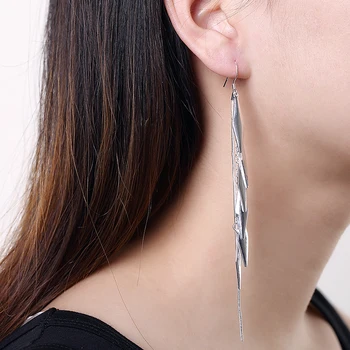 Nemokamas pristatymas užsienio prekybos geometrinės formos sidabro auskarai ponios ilgi auskarai sidabro kutas auskarai