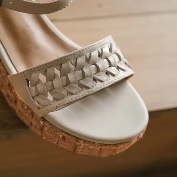 2020 m. Moteris Platformos Basutės natūralios Odos Kulkšnies Dirželiu Patogiai Vasaros Footwears 7cm