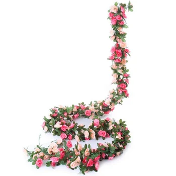 2vnt Dirbtinių Rožių Gėlių Vestuvių Papuošalai Ivy Vynuogių Dirbtinių Gėlių Arkos Dekoras Su Žalia Lapai Kabo Sienos Garliava
