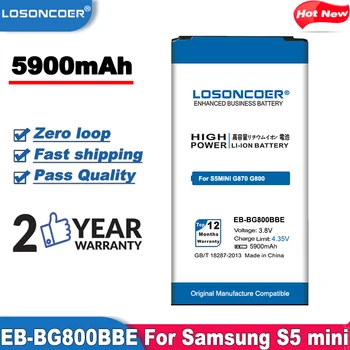 LOSONCOER 5900mAh EB-BG800CB EB-BG800BBE Samsung Galaxy S5 Mini Baterija G870 SM-G800F SM-G800H G800 G870A G870W Mini S5