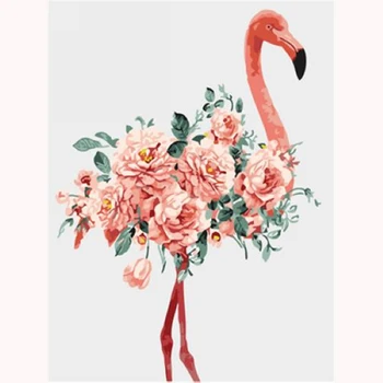 YIKEE Diamond Tapybos Flamingo Gėlės 5D 