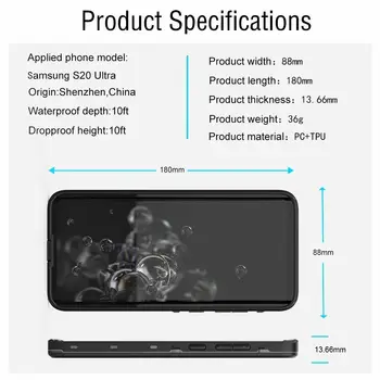 Samsung Galaxy S20 Ultra S20 Atvejais IP68 Vandeniui Laikiklis Plaukimo Dulkėms atsparus smūgiams 360 Dangtelis, Skirtas 