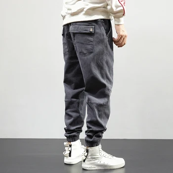 Mados Streetwear Vyrų Džinsai Japonijos Derliaus Dizaineris Palaidi Tinka Atsitiktinis Krovinių Kelnės Hombre Pločio Kojų Kelnės Hip-Hop Poilsiu