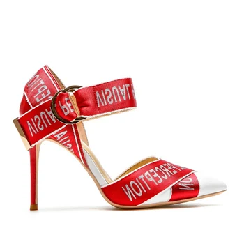 Prabangių Dizainerio Batai Maišyti Spalvas Moterų Siurbliai Pažymėjo Tne Ponios batų Mados Laišką Juostelės Plonos Aukšti Kulniukai zapatos de mujer
