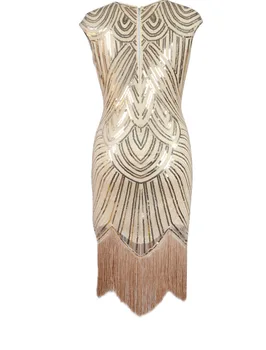 Moterų 1920 m., Flapper Suknelė Vintage O-Kaklo Drugelio Rankovės Ilgos Great Gatsby Suknelė, Papuoštas Zawalcowany China Suknelė Skraiste, Vestidos