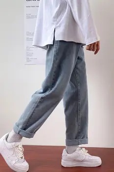 Vyriški džinsai 2021 m. pavasario ir žiemos naujus įrankius plataus koja pants large dydis m-5xl laisvi džinsai atsitiktinis mados jaunų vyrų drabužiai