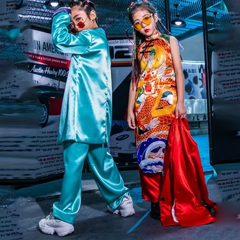 Kinų Stiliaus Berniukų Džiazo Šokio Kostiumų Mergina Hip-Hop Gražus Mados Veiklos Kostiumas Banga Vaikams, Gatvės Šokių Kostiumas DL5016