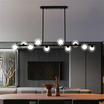Modernus restoranas LED šviestuvo apšvietimo aukso/juoda stiklo kamuolys ilgai kabo šviesa valgomasis, restoranas, biuro sieniniai šviestuvai