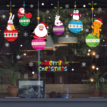 Kalėdų Dekoro Lipduko Santa Claus Žavesio Spalvinga Siena Lipdukas Namų Langų Lipdukai 45*60cm Naujas