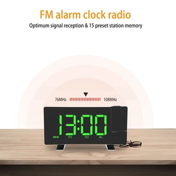 FM76-108 Juostoje, Radijo Laikrodis Digital 8 Colių LED Projektorius Projekcija Atidėti, Radijo Žadintuvas, Laikmatis, Apšvietimas Garsiakalbiai Namuose