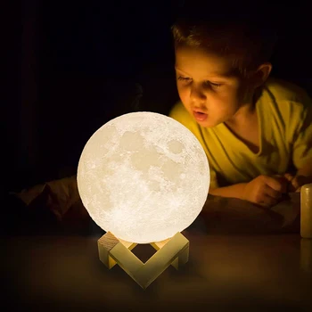 ZK22 Vaikų Žibintai Naktį Lempa LED Nakties Šviesos 3D Spausdinimo Mėnulio Lempos Įkrovimo Pakeisti Spalva 3D Šviesos Paliesti Mėnulio Lempa Namų