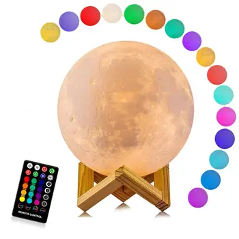 ZK22 Vaikų Žibintai Naktį Lempa LED Nakties Šviesos 3D Spausdinimo Mėnulio Lempos Įkrovimo Pakeisti Spalva 3D Šviesos Paliesti Mėnulio Lempa Namų