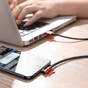 Nailono Micro USB Kabelis 2A Greitai įkrauti USB Laidas 90 laipsnių alkūnė Pintas Duomenų 1m 2m 3m Kabelis Samsung/Sony/Xiaomi 