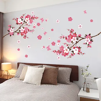 Gražus sakura sienų lipdukai gyvenimo miegamasis dekoracijos 