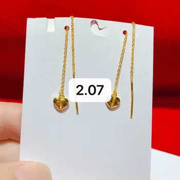 HX 24K Gryno Aukso Auskarai Nekilnojamojo AU 999 Kietosios Aukso Auskarai Gražus 3D Rose Upscale Madinga Klasika Fine Jewelry Karšto Parduoti Naujus 2020 m.