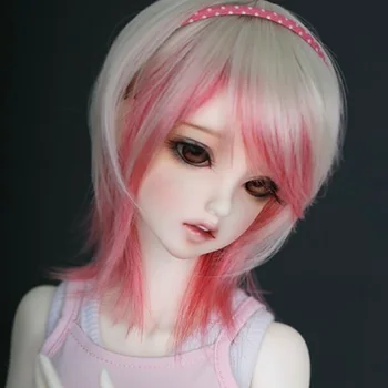 Allaosify Bjd 1/3 1/4 1/6 Giant Baby Doll Perukas Imitacija Korėjos Plaukų Sumaišyti Su Gradient Trumpų Plaukų