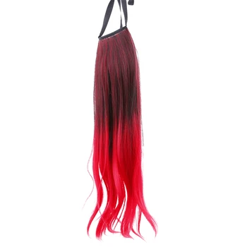 52-56cm Ilgis Ilgi Tiesūs Ombre surišti į arklio Plaukų Įrašą Moterų Netikrų Plaukų Ponytails Naujausias Mados Dizaino Mados Hairpiece 1PC