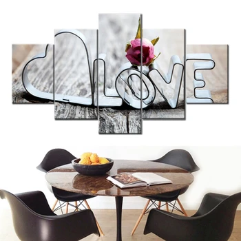 Namų Dekoro Šiuolaikinės Drobė Kambarį Rėmo HD Atspausdinta 5 Skydelis Meilės, Romantiškas Rožės Nuotraukų, Sienos Meno Modulinės Plakatas, Tapyba