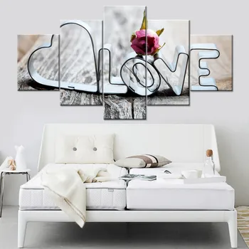 Namų Dekoro Šiuolaikinės Drobė Kambarį Rėmo HD Atspausdinta 5 Skydelis Meilės, Romantiškas Rožės Nuotraukų, Sienos Meno Modulinės Plakatas, Tapyba