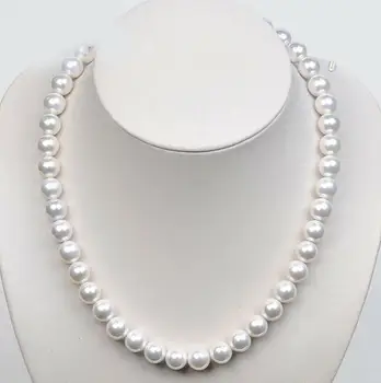 8-9MM pietų jūros rausva balta levandų baroko perlas karoliai 48 colių Geltonos spalvos Užsegimas