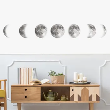 Kūrybos Mėnulio fazės 3D Sienų Lipduko Namų kambarį sieną dekoruoti Freskomis Meno Lipdukus fone, dekoro Moon star lipdukai