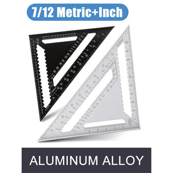 Medienos apdirbimo Išdėstymas Indikatorius 7/12inch Trikampio Valdovas Aikštėje Metrinių Aliuminio Lydinio Trikampio Kampo Liniuote, Matlankiu Išmatuokite Įrankis