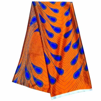 Naujo Dizaino, Mėlynos spalvos, Blizga Satino Audinys Minkštas Šilko Audinys Afrikos Medžiagos Ankara Šilko Vaškas Spaudinių Moterų Suknelė 5yard/daug 30
