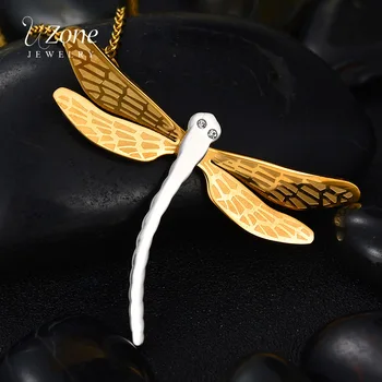 UZone Mielas Kristalų Dragonfly Karoliai Moterims, Nerūdijančio Plieno, Aukso Vabzdžių, Gyvūnų Pingente Karoliai BBF Dovana Colar Feminino