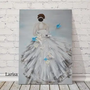 Šiaurės Modernus Gėlių Balti Siūlai Moteris Abstrakčiai Mados Stiliaus Drobės Tapybos Menas Spausdinti Plakato Nuotrauką Kambarį Namų Dekoro