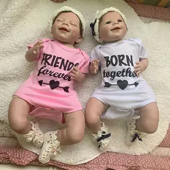 55cm Reborn Baby Doll, Silikoninis Realistinis Bebes Boneca Atgimsta Šypsena Atgimsta Dvyniai Lėlės Naujagimis Miega Lėlės, Žaislai Mergaitėms Dovanų