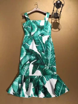 Moterys Vasarą Įžymybė Kilimo Ir Tūpimo Tako Šviesą Spausdinti Midi Mermaid Dress Lady Atsitiktinis Derliaus Plius Dydis Bodycon Spausdinimo Žuvies Uodega Suknelės