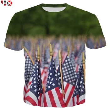 Vasarą Vyrams Marškinėliai 3D Spausdinimo JAV Nepriklausomybės Diena Marškinėliai Vyrams/Moterims Amerikos Vėliava Trumpas Rankovės Harajuku Streetwear Viršūnes X23