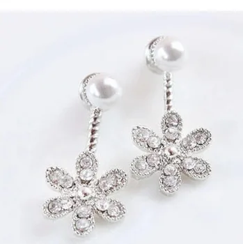 Nauji papuošalai mažosioms kvepalų lady crystal pearl mados penkių lapų gėlių dėvėti auskarai moterų sprogimo modeliai