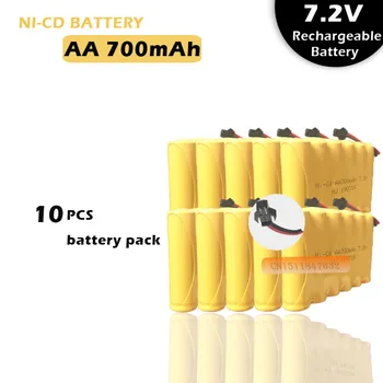 10vnt 7.2 v 700mah baterija ni-cd 7.2 v aa baterijos nicd baterijų paketas ni-cd įkrovimo RC valtis modelio automobilių elektros žaislai bakas