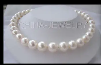 Spalvingas pietų jūros 10-11mm BALTA perlų vėrinį 18inch 925s KKK