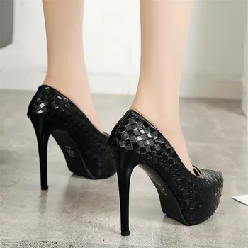 Moterims Super Aukšti Kulniukai 18cm batai Trumpas, 8CM platformos batai siurbliai Vestuves Seksualus odiniai batai zapatos