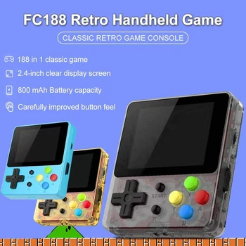 FC188 2.4 Colių IPS Retro Žaidimų Konsolės Build-In 188 Klasikiniai Žaidimai Nešiojamų TV Vaizdo Žaidimų Nešiojamą