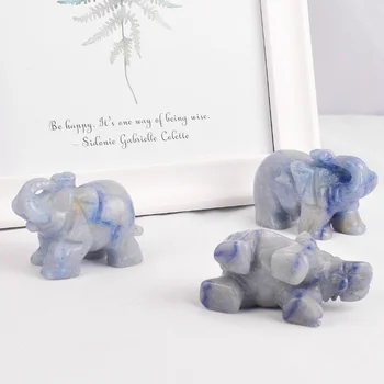 3 gabalus mėlyna aventurine dramblys figūrėlės amatų raižyti Mini gyvūnai, akmenys ir kristalai statulos patalpų apdaila